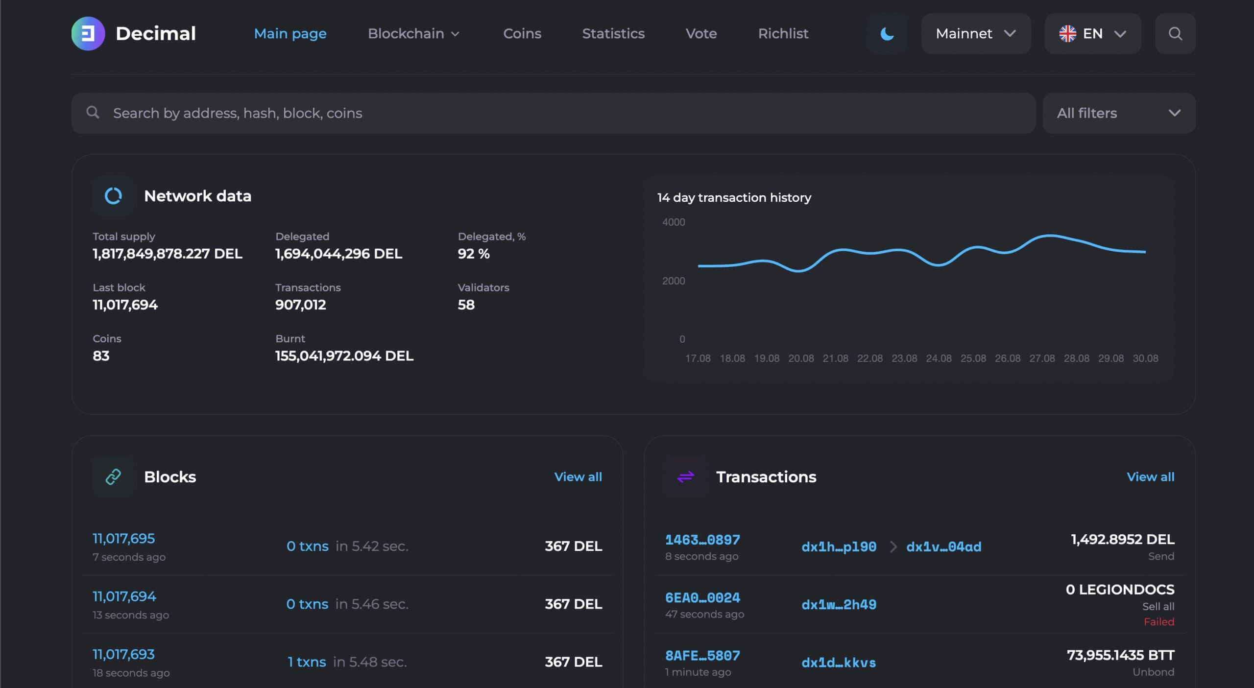 On the DecimalChain network