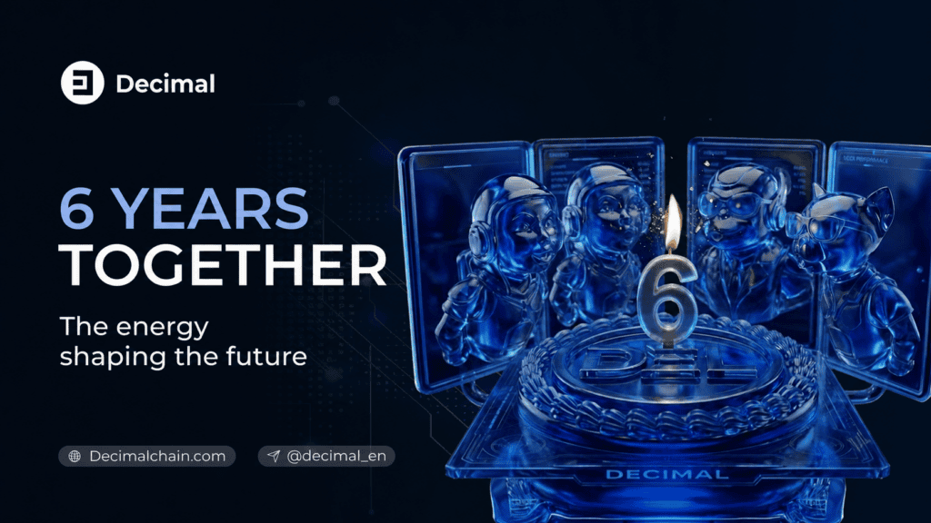 The Decimal network was launched on August 1, 2020. A look at year six: EVM migration, the tokenomics rebase, 17% community growth, and new ecosystem services.